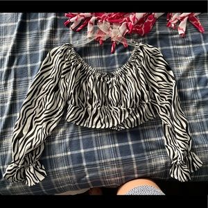 Cropped Zebra Long Sleeve Top